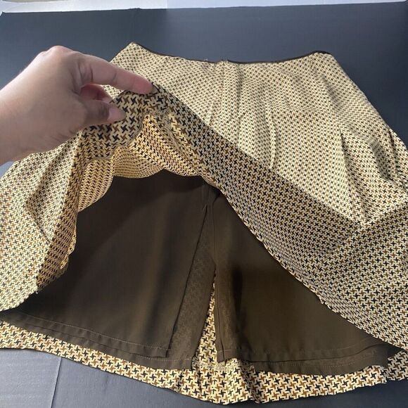 Nine West Brown Print Skirt 100% silk size 12 Women's Casual Workwear Zip - Picture 8 of 14